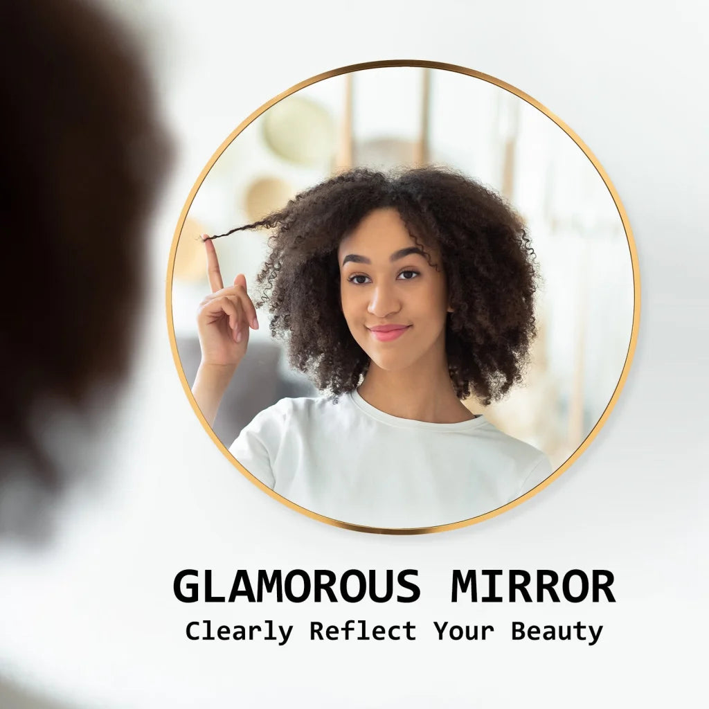 Wall Mirror Round Aluminum Frame Makeup Decor Bathroom