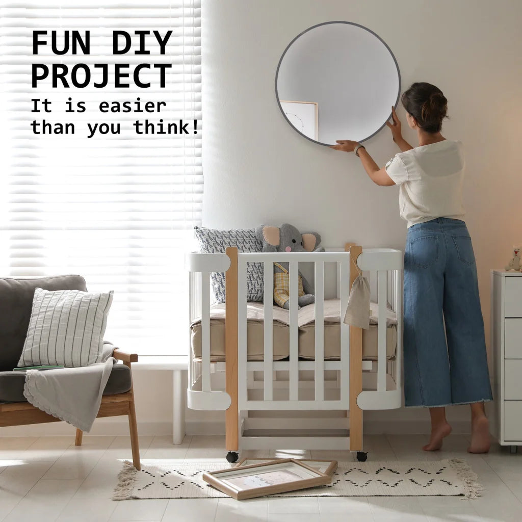 Wall Mirror Round Aluminum Frame Makeup Decor Bathroom