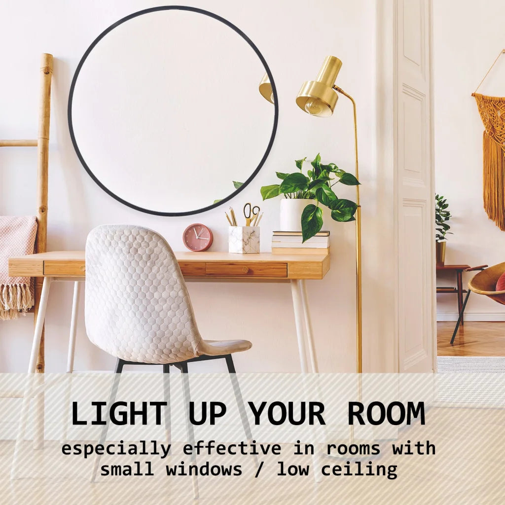 Wall Mirror Round Aluminum Frame Makeup Decor Bathroom