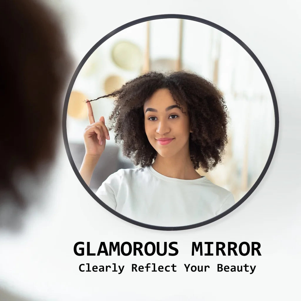 Wall Mirror Round Aluminum Frame Makeup Decor Bathroom