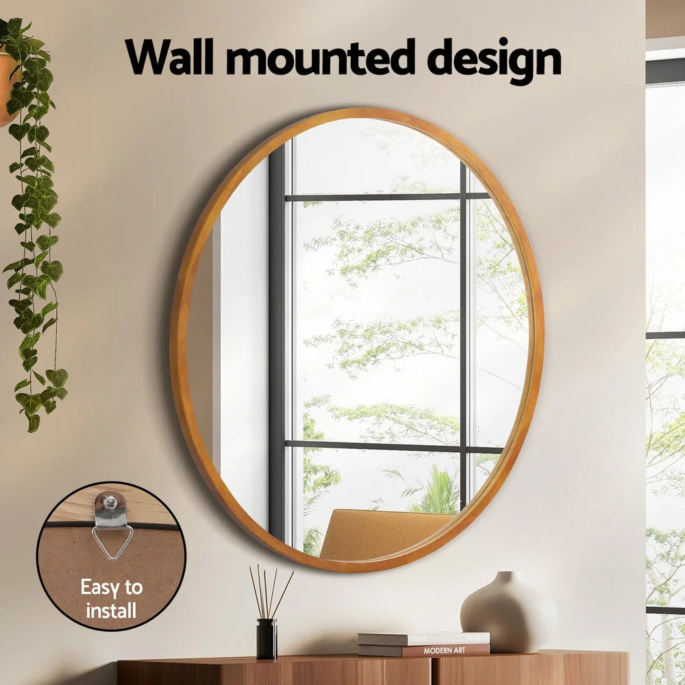 Wall Mirror Wooden Makeup Mirror 80CM - Home & Garden