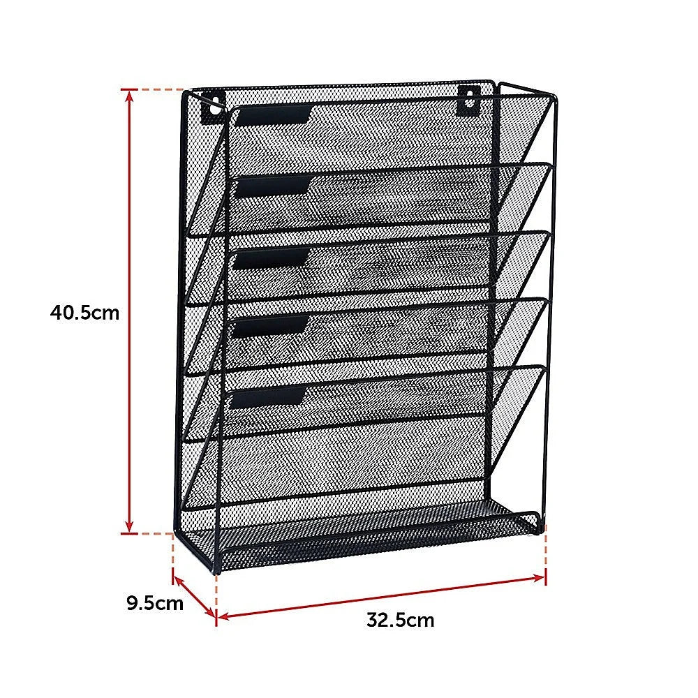 Wall Mount Hanging File Sorter Organizer - 6 Pocket Folder