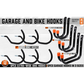 Wall Mount Hooks Set Heavy Duty 12Pc Steel Garage Storage