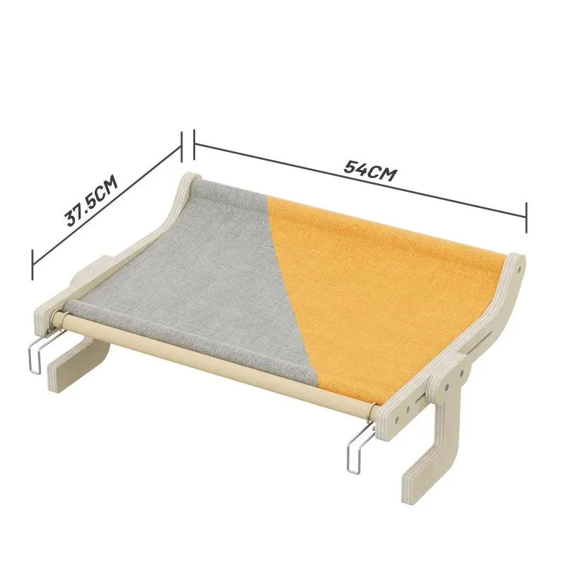 Wall-Mounted Cat Hammock Bed -Wooden Frame Comfortable