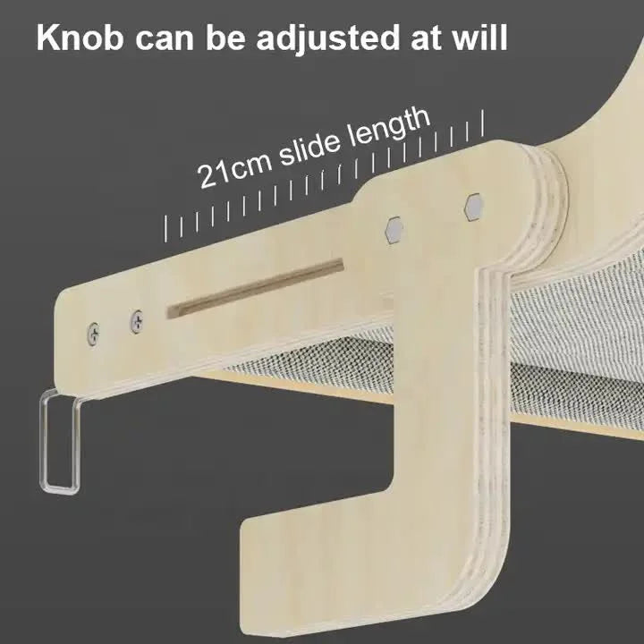 Wall-Mounted Cat Hammock Bed -Wooden Frame Comfortable