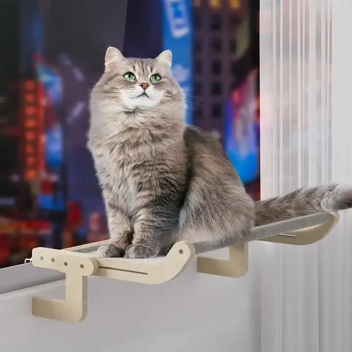 Wall-Mounted Cat Hammock Bed-Wooden Frame Comfortable