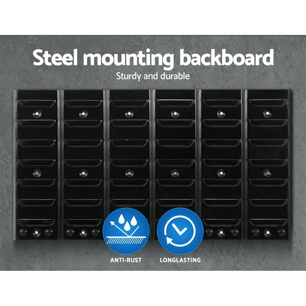Wall Mounted Rack 24 Bin Storage Tools Steel Board