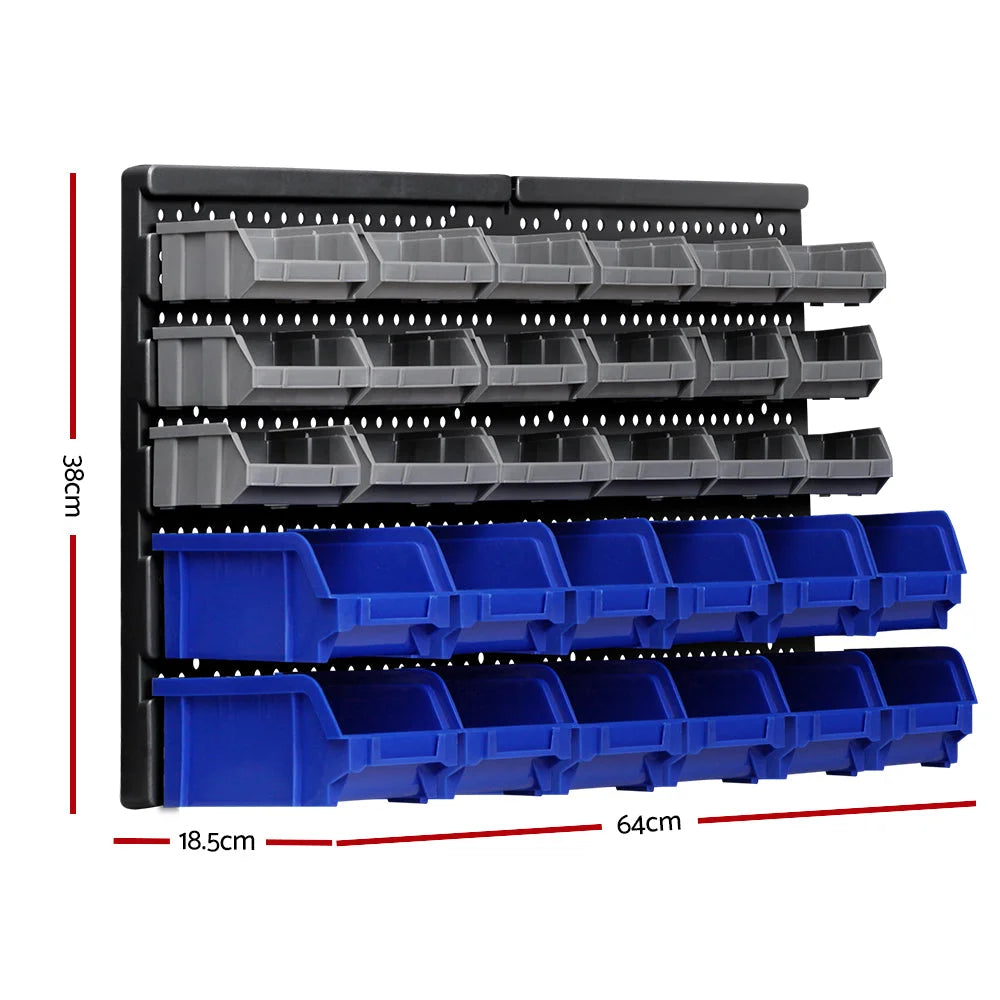 Wall-Mounted Rack Storage Organizer 30 Bin - Tools