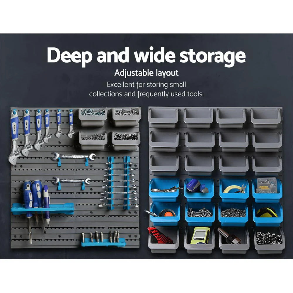 Wall-Mounted Rack Storage Organizer 44 Bin - Tools