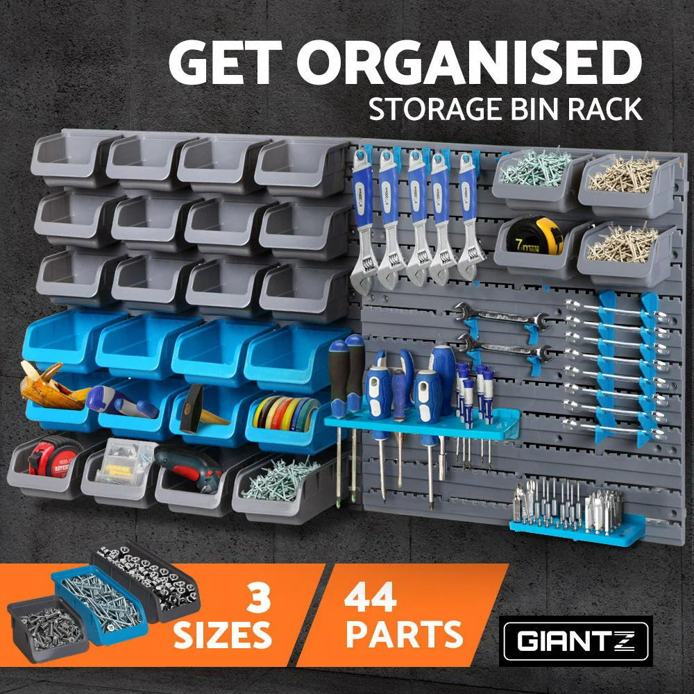 Wall-Mounted Rack Storage Organizer 44 Bin - Tools