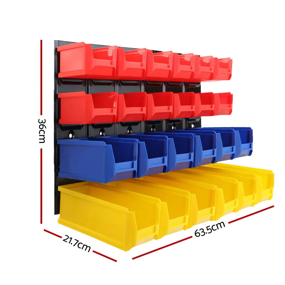Wall Mounted Storage Bin Rack Tools Organiser Steel Board