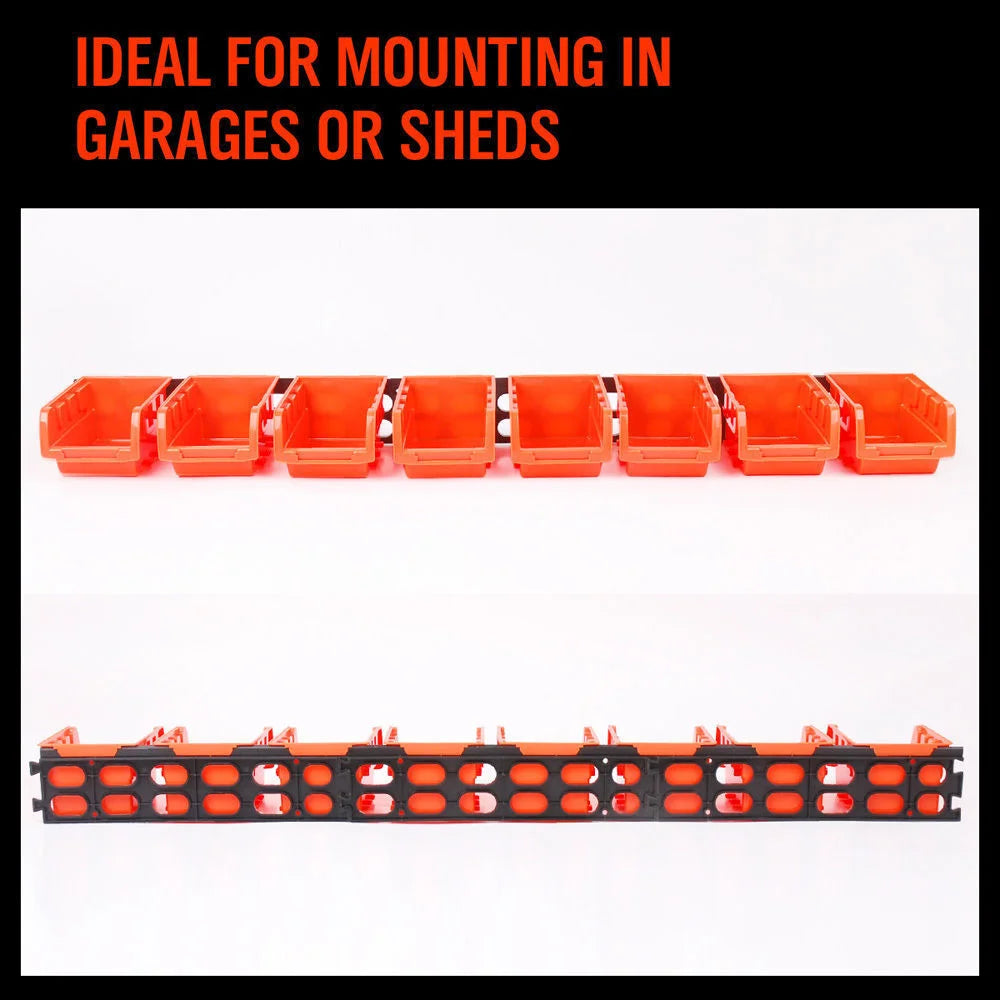 Wall Mounted Storage Bins Set 8 PC Rack Nuts Bolts