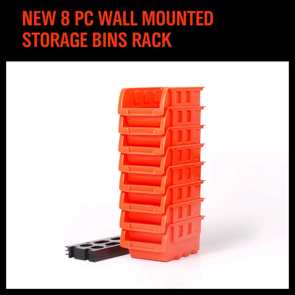 Wall Mounted Storage Bins Set 8 PC Rack Nuts Bolts