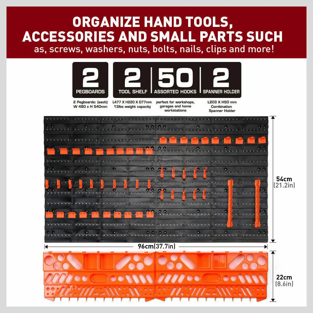 Wall Mounted Tool Storage Rack 52Pc Wrench Spanner Holder