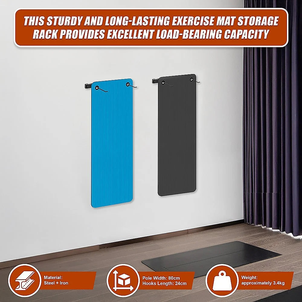 Wall-Mounted Yoga Mat & Gymnastics Equipment Storage Rack