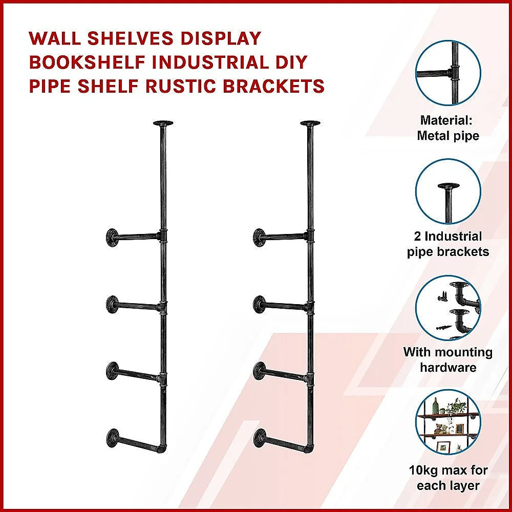 Wall Shelves Display Bookshelf Industrial DIY Pipe Shelf