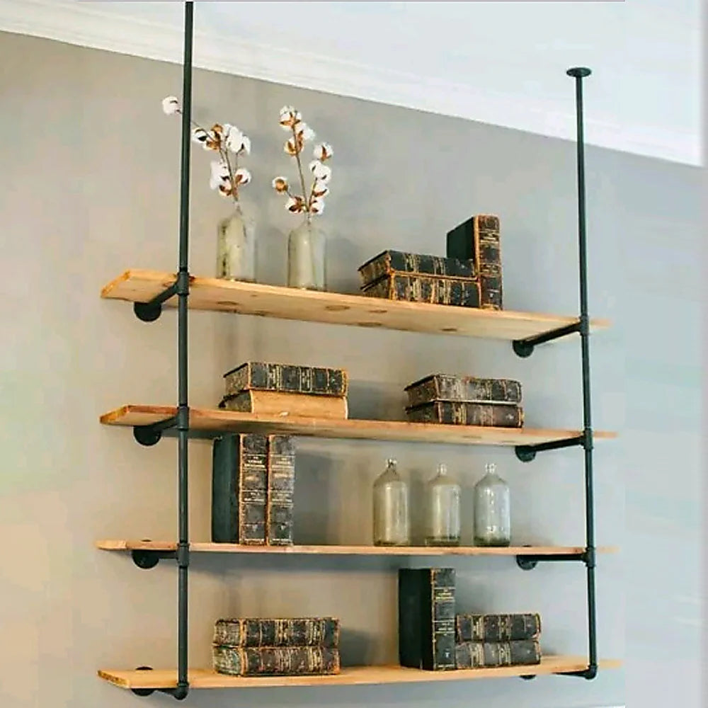 Wall Shelves Display Bookshelf Industrial DIY Pipe Shelf