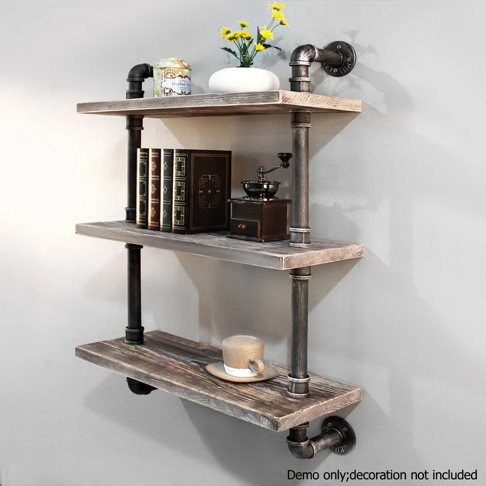 Wall Shelves Display Industrial Pipe Bookshelf Rustic