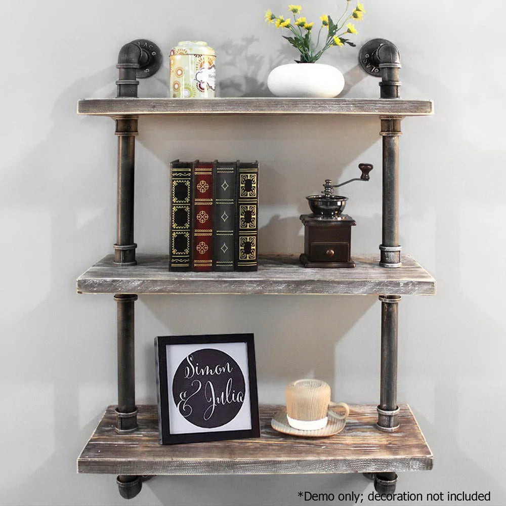 Wall Shelves Display Industrial Pipe Bookshelf Rustic