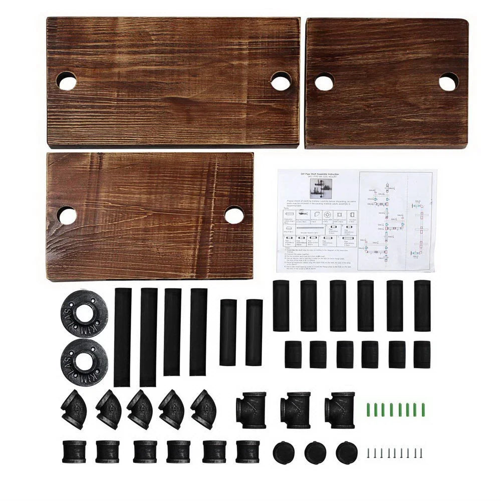 Wall Shelves Display Rustic Industrial Pipe Bookshelf