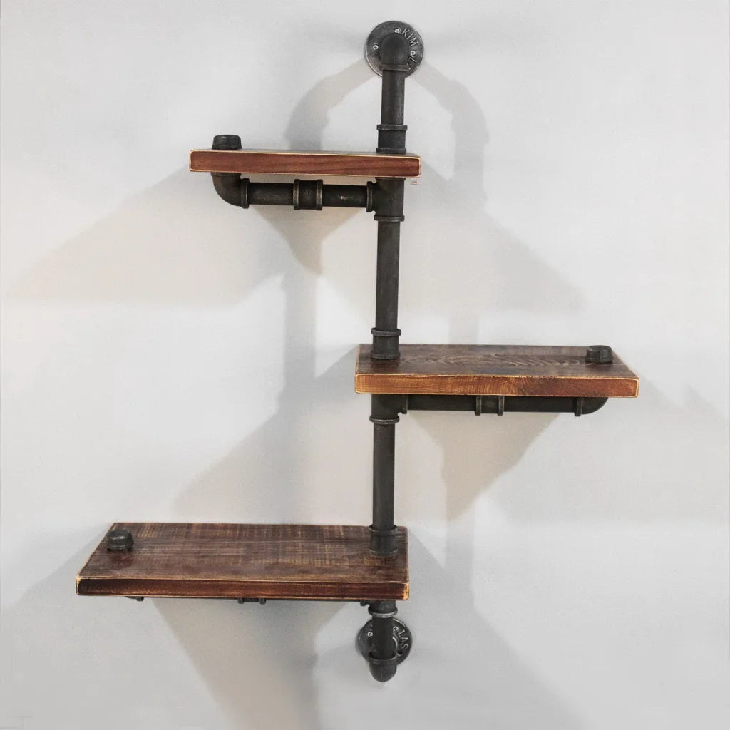 Wall Shelves Display Rustic Industrial Pipe Bookshelf