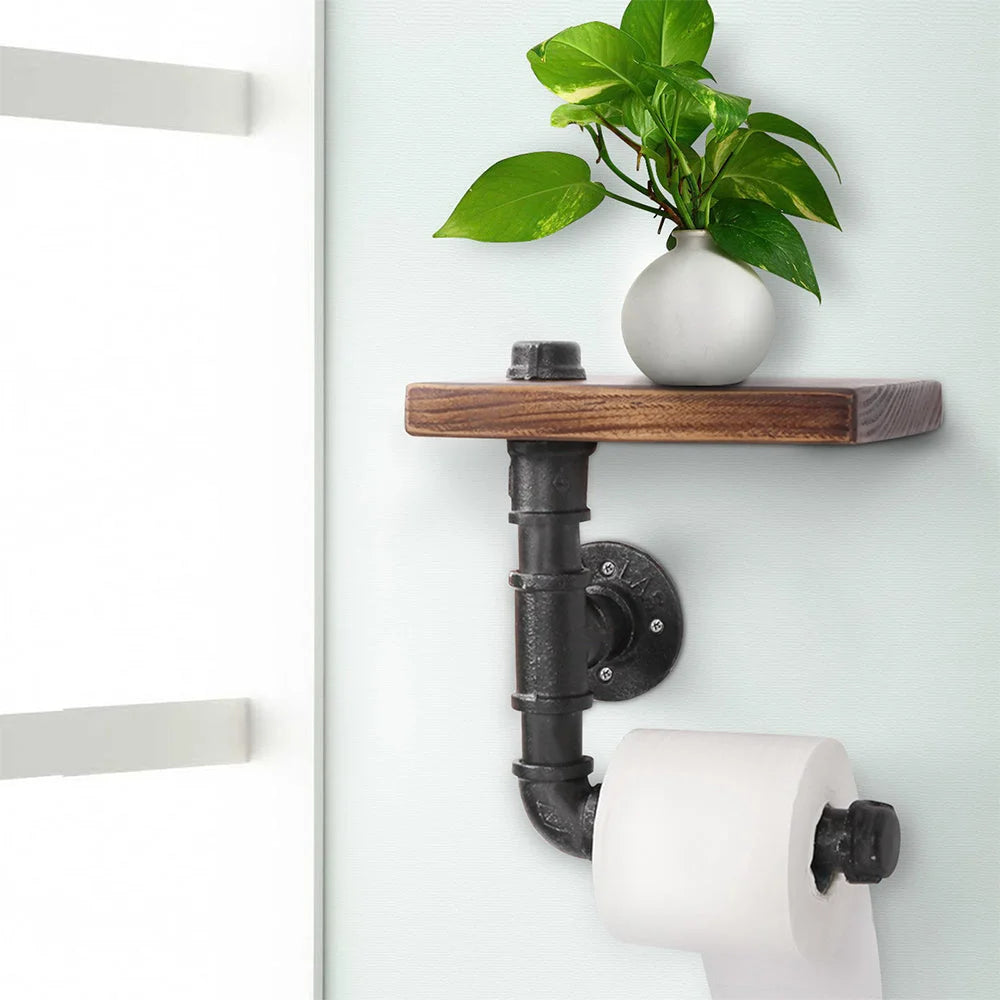Wall Shelves Paper Holder Industrial Pipe Shelf DIY Vintage