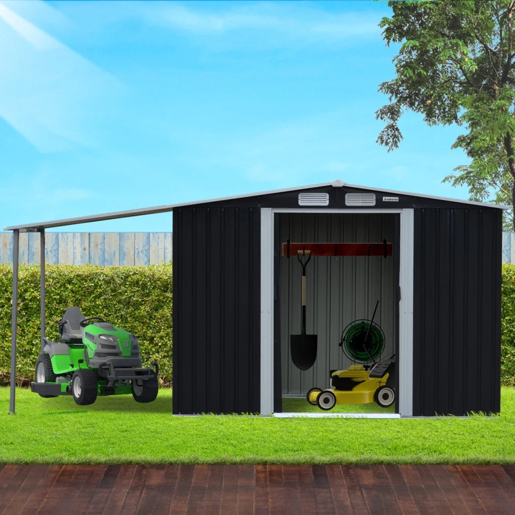 Wallaroo 10x8ft Zinc Steel Garden Shed with Open Storage