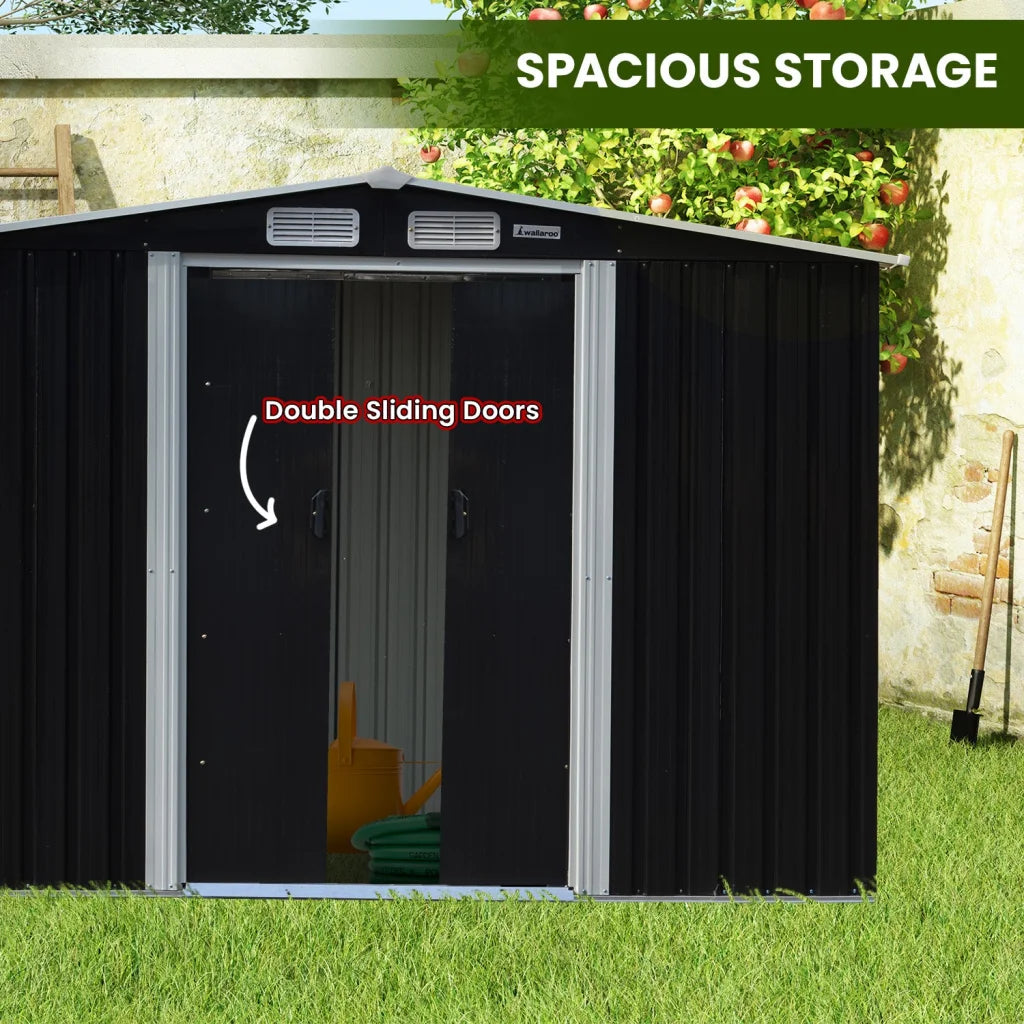 Wallaroo 10x8ft Zinc Steel Garden Shed with Open Storage