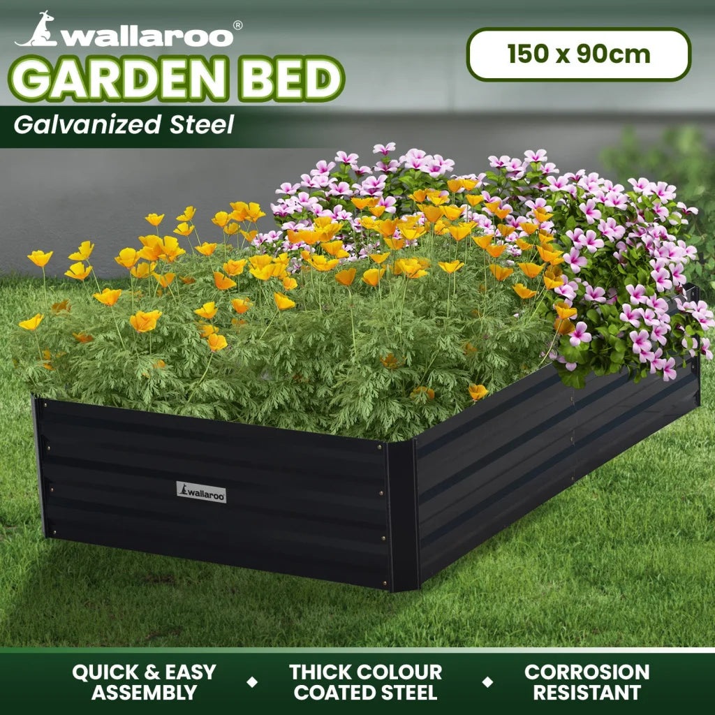 Wallaroo 150 x 90 x 30cm Galvanized Steel Garden Bed