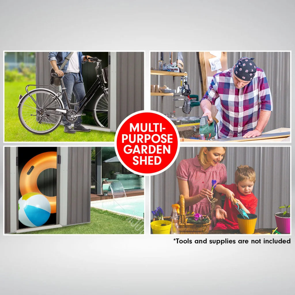 Wallaroo 4ft x 8ft Garden Shed with Base Flat Roof Outdoor