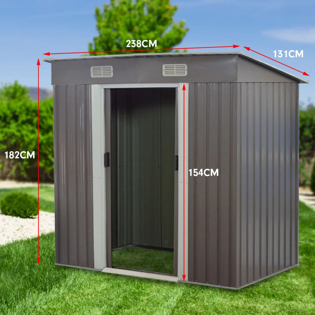 Wallaroo 4ft x 8ft Garden Shed with Base Flat Roof Outdoor