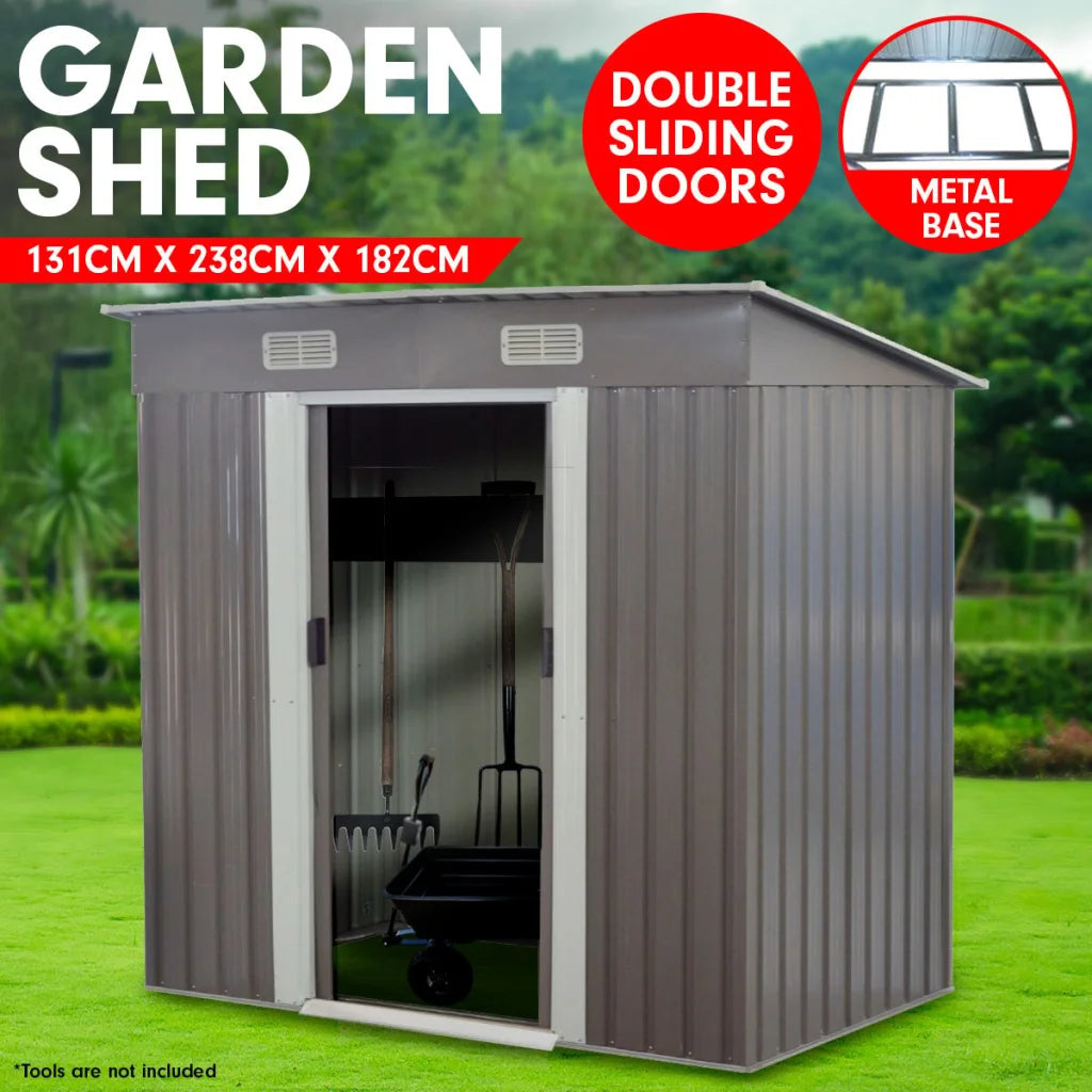 Wallaroo 4ft x 8ft Garden Shed with Base Flat Roof Outdoor