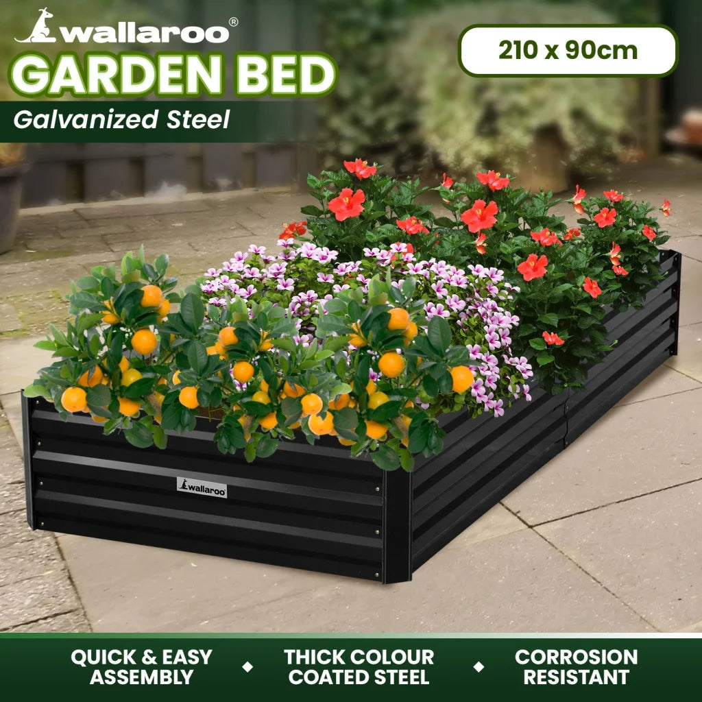 Wallaroo Garden Bed 210 x 90 x 30cm Galvanized Steel