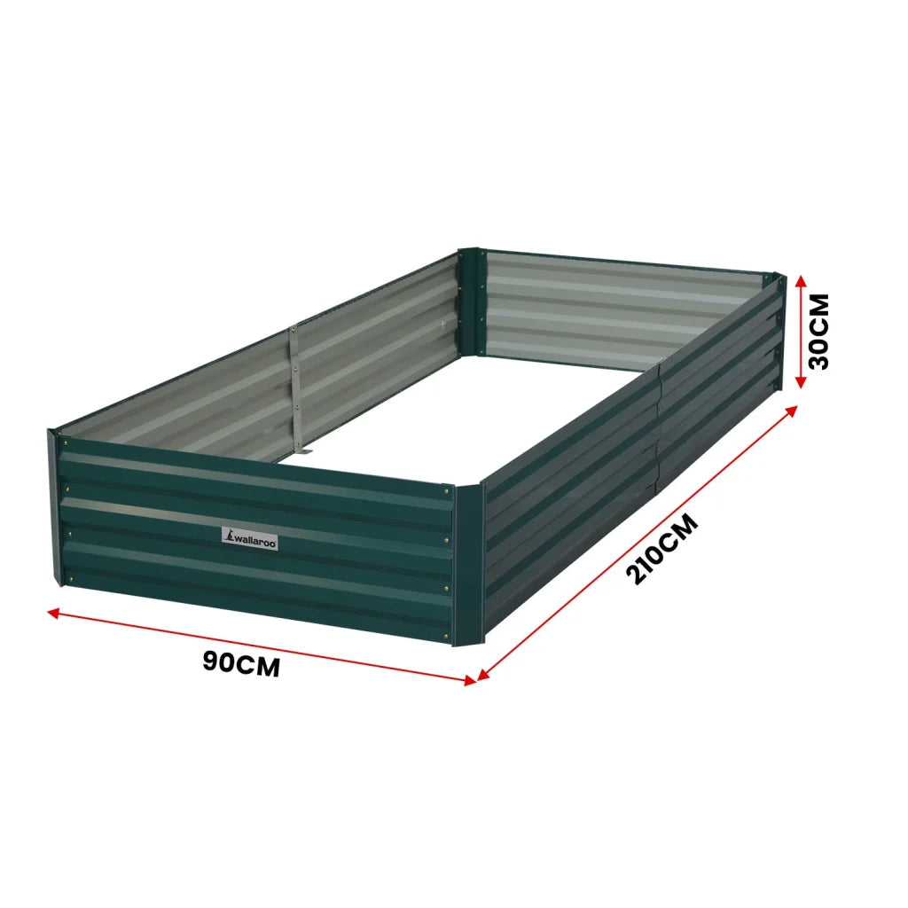 Wallaroo Garden Bed 210 x 90 x 30cm Galvanized Steel