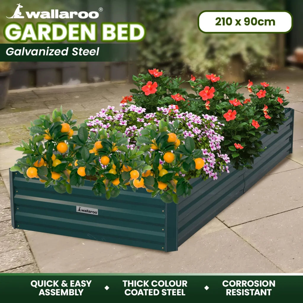 Wallaroo Garden Bed 210 x 90 x 30cm Galvanized Steel
