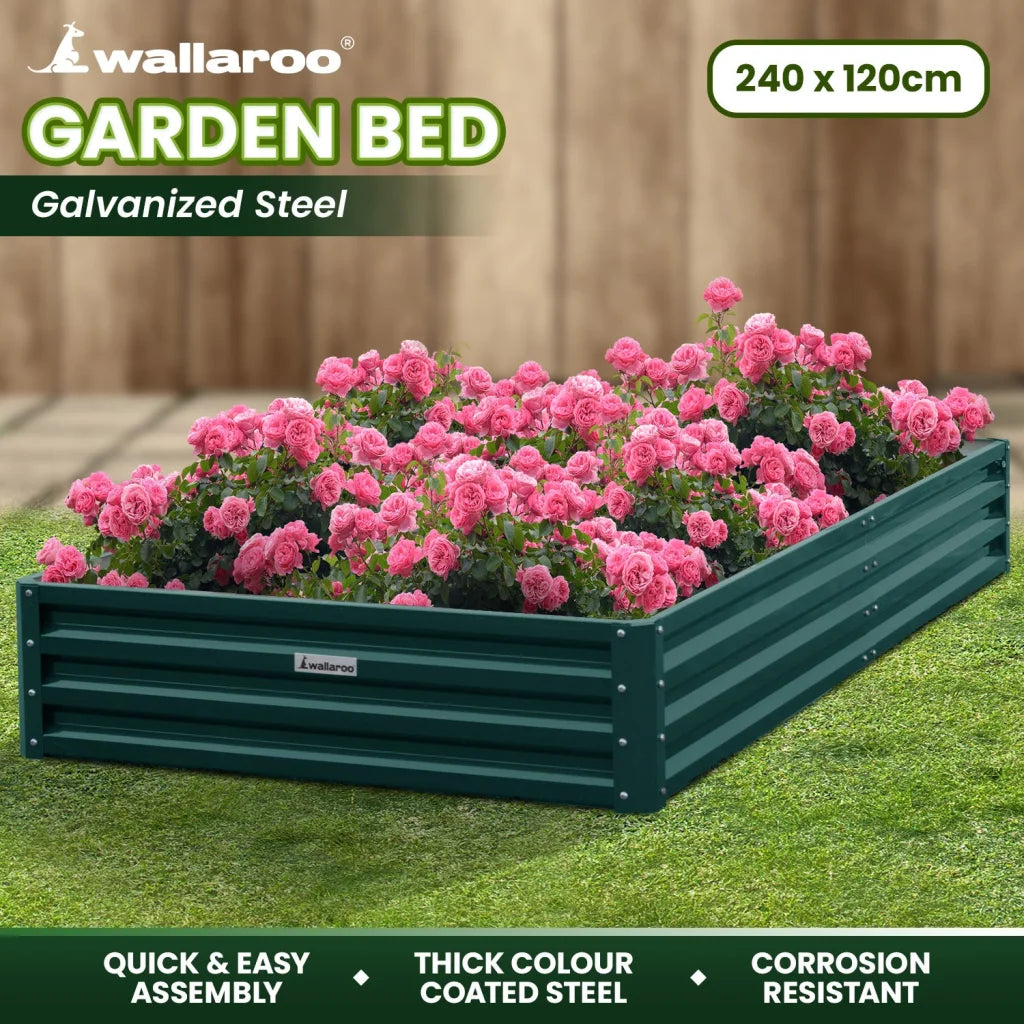 Wallaroo Garden Bed 240 x 120 x 30cm Galvanized Steel