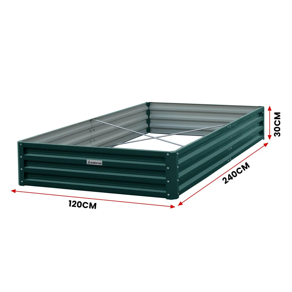Wallaroo Garden Bed 240 x 120 x 30cm Galvanized Steel