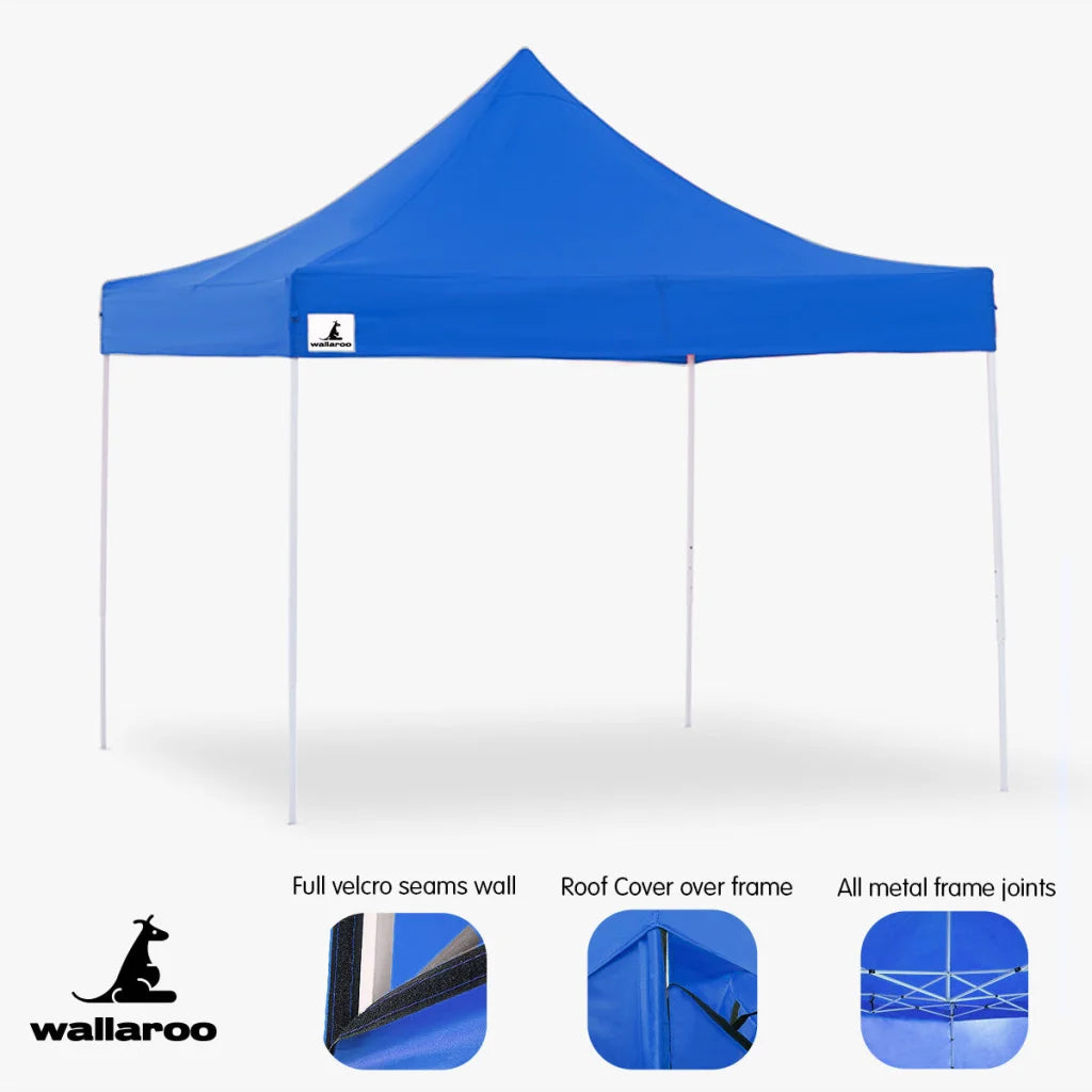 Wallaroo Gazebo Tent Marquee 3x3 PopUp Outdoor- Blue - Home