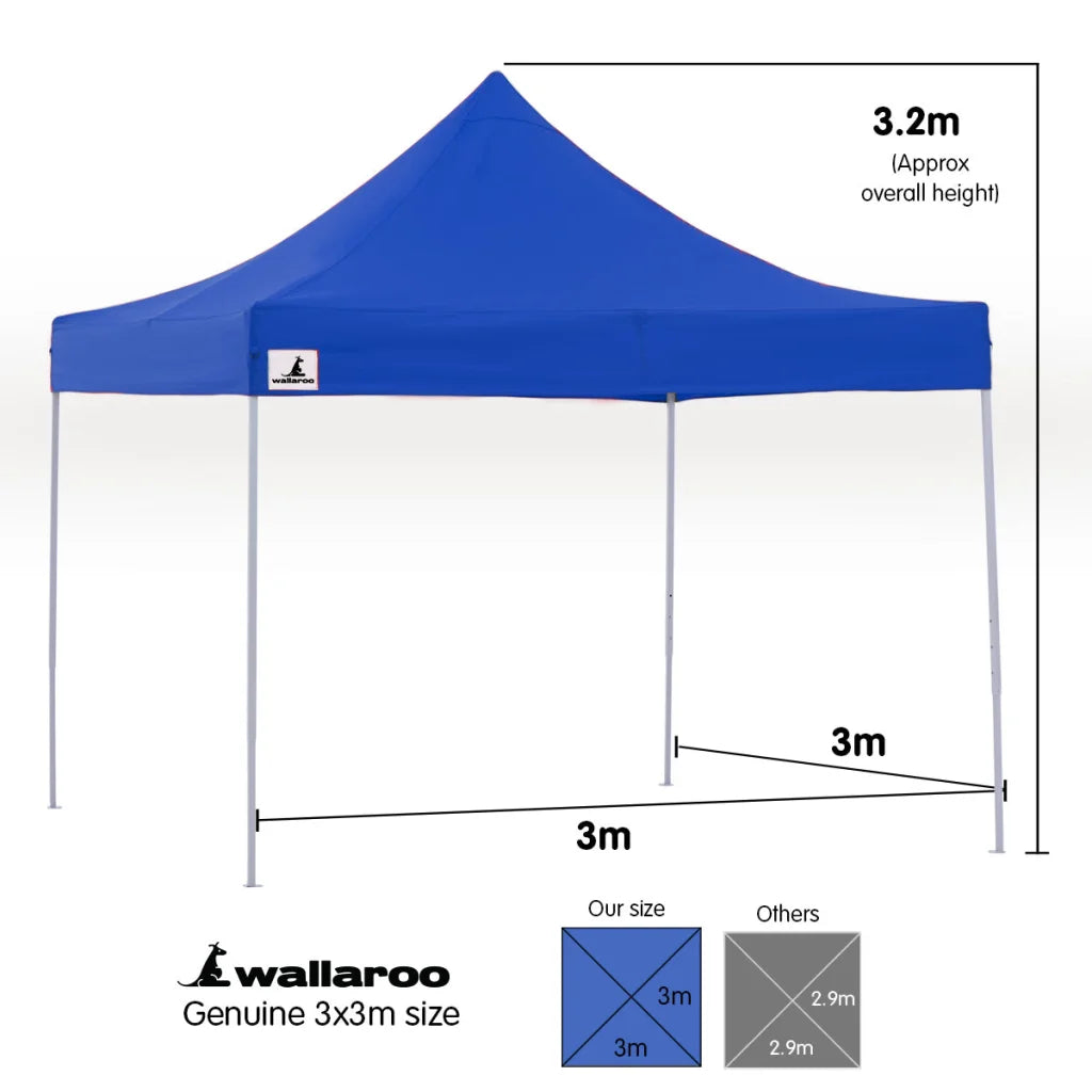 Wallaroo Gazebo Tent Marquee 3x3 PopUp Outdoor- Blue - Home