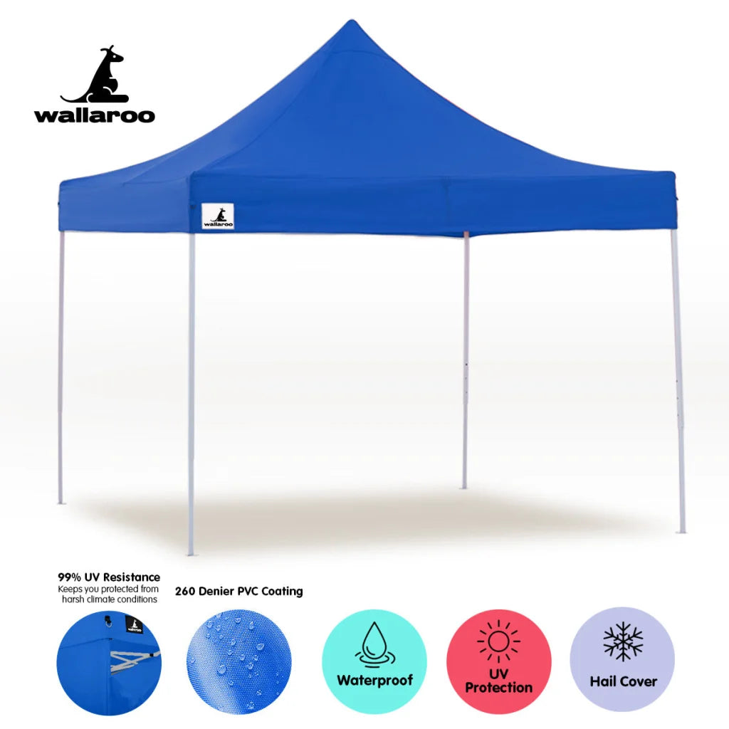 Wallaroo Gazebo Tent Marquee 3x3 PopUp Outdoor- Blue - Home