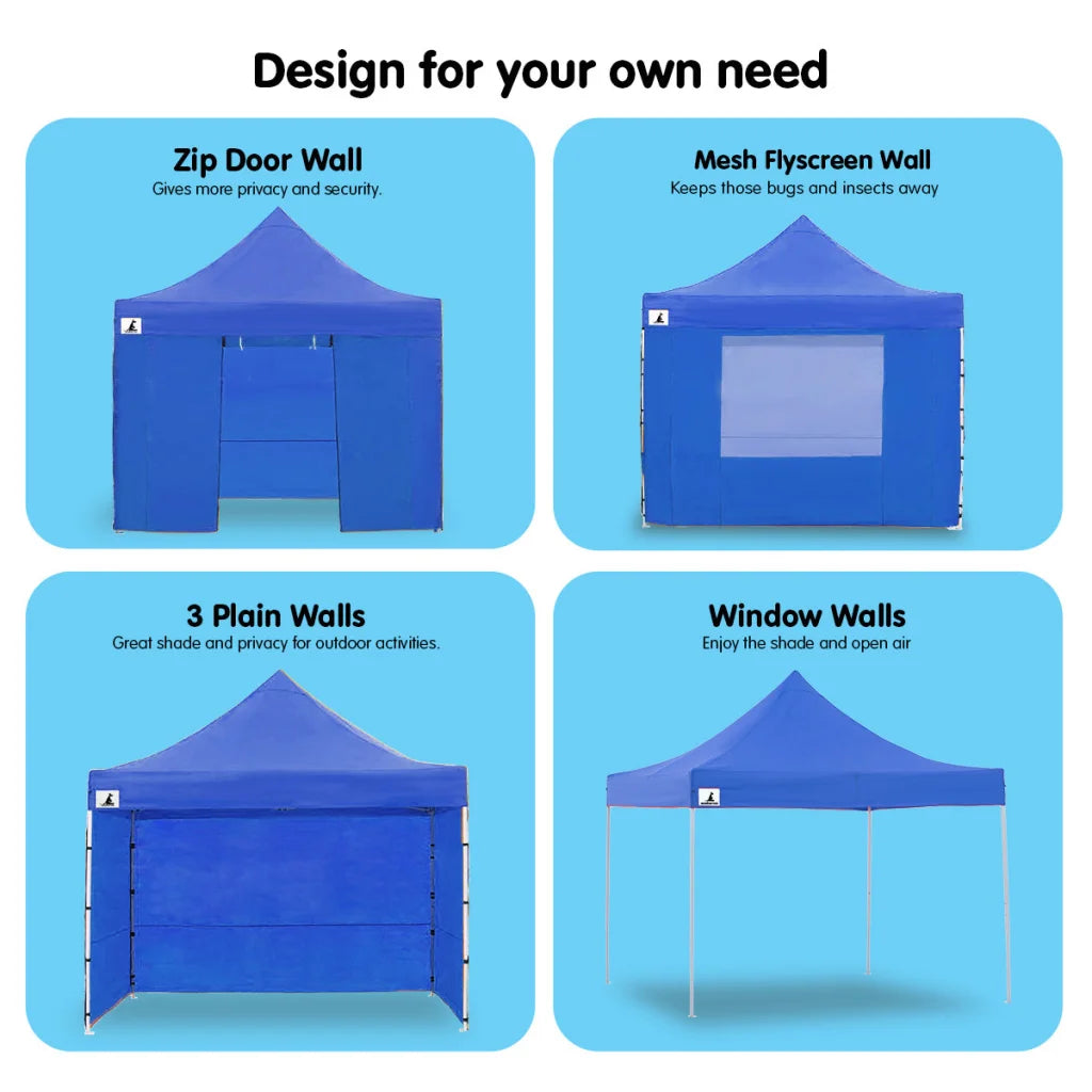 Wallaroo Gazebo Tent Marquee 3x3 PopUp Outdoor- Blue - Home