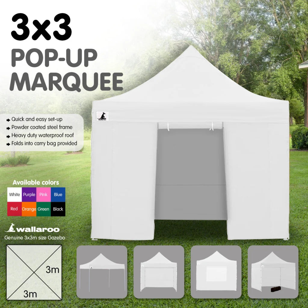 Wallaroo Gazebo Tent Marquee 3x3 PopUp Outdoor Wallaroo
