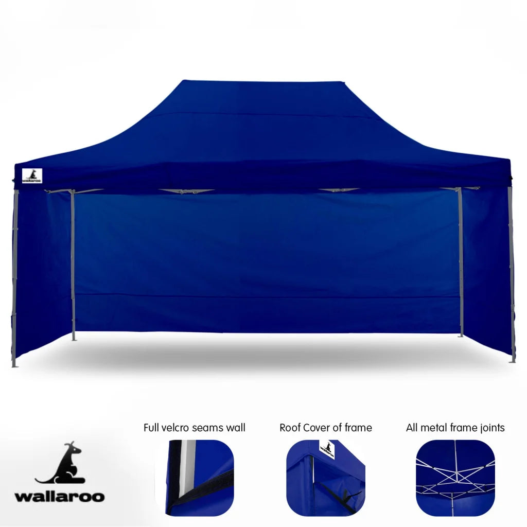 Wallaroo Gazebo Tent Marquee 3x4.5m PopUp Outdoor Blue