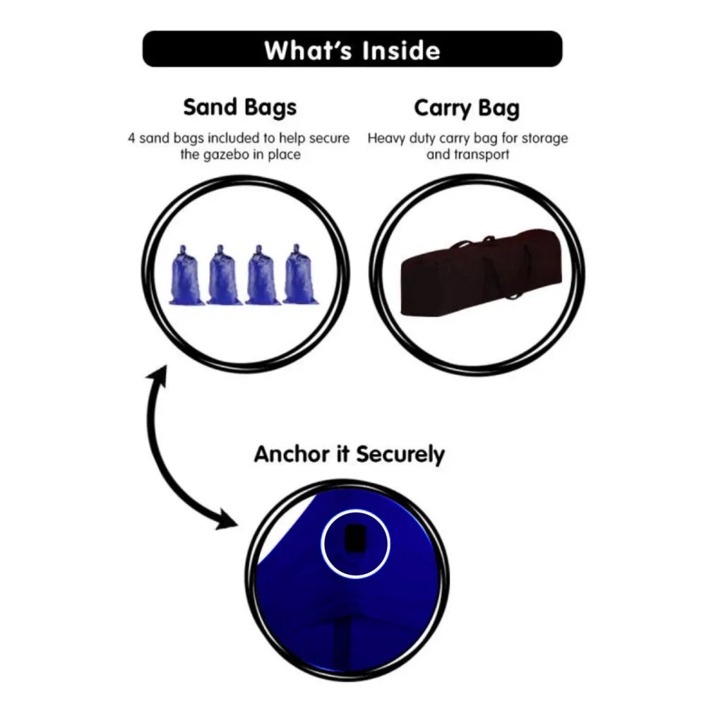 Wallaroo Gazebo Tent Marquee 3x4.5m PopUp Outdoor Blue