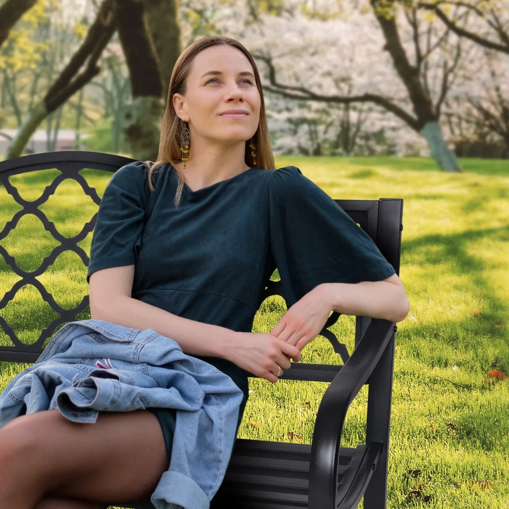 Wallaroo Steel Outdoor Garden Bench - Elegant - Furniture >