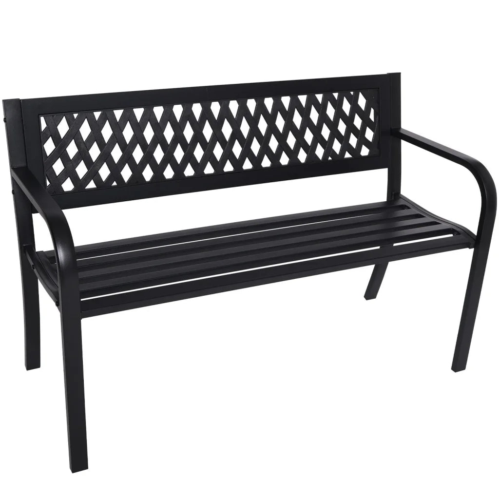 Wallaroo Steel Outdoor Garden Bench - Lattice - Furniture >