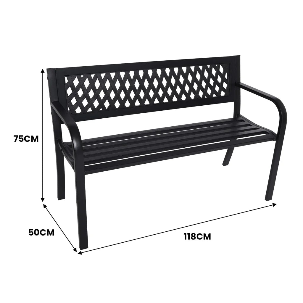 Wallaroo Steel Outdoor Garden Bench - Lattice - Furniture >