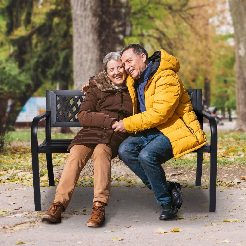 Wallaroo Steel Outdoor Garden Bench - Lattice - Furniture >