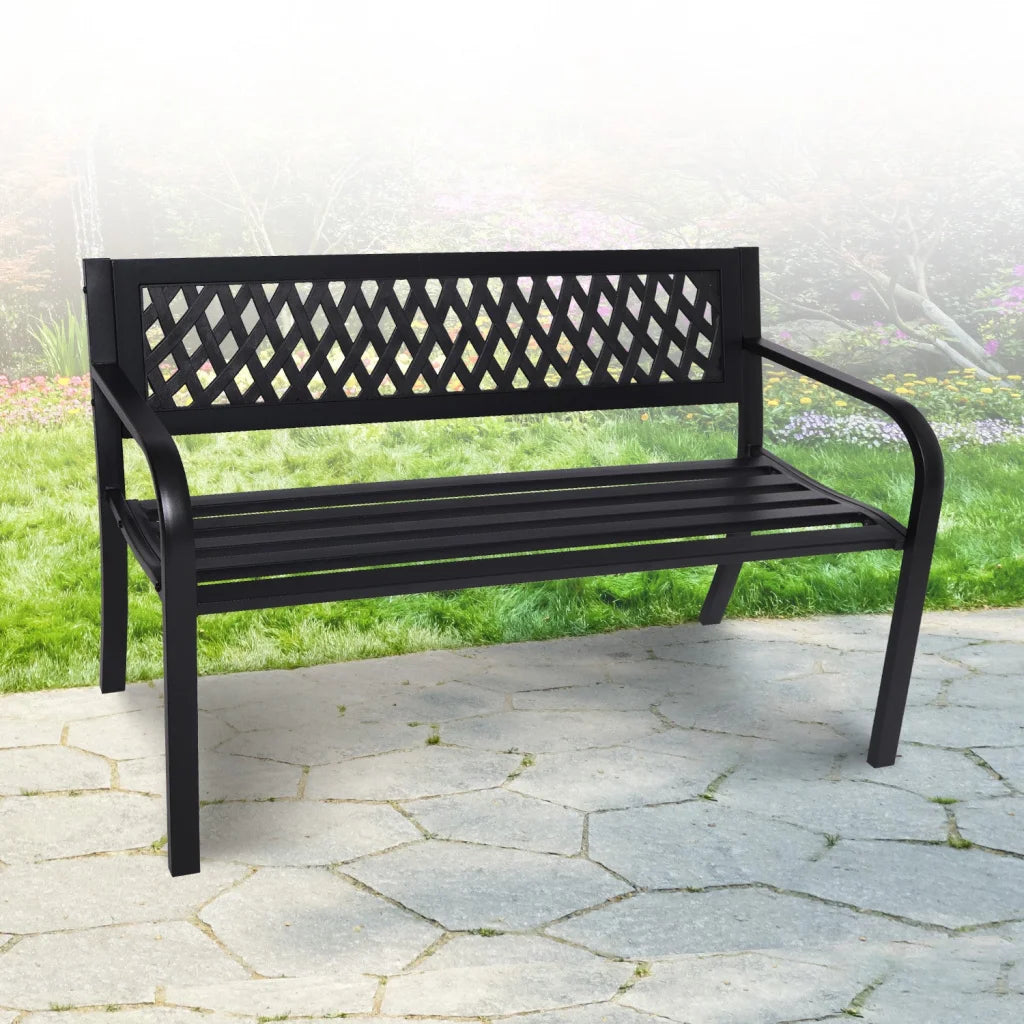 Wallaroo Steel Outdoor Garden Bench - Lattice - Furniture >