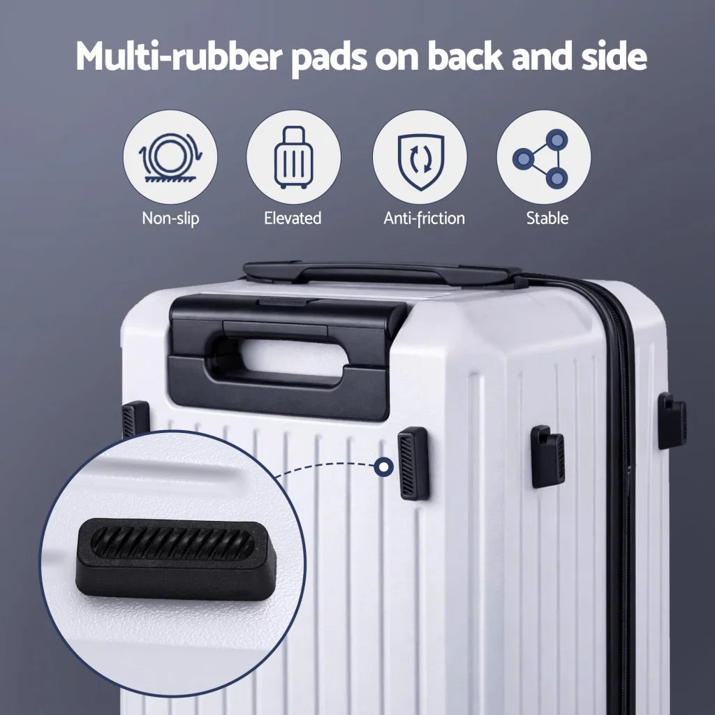 Luggage suitcase with travel wheels and pull handle